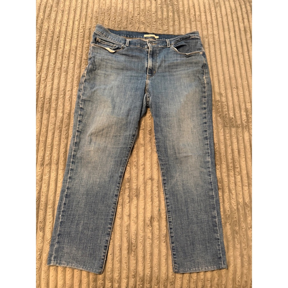 Levis 414 Relaxed Straight Leg Jeans Womens Blue Medium Wash Denim Stretch 16W
